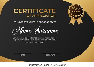 Creative certificate of appreciation award template. modern design. vector illustration