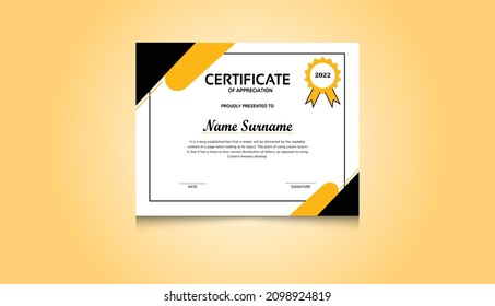 Creative Certificate Of Appreciation award Template, Modern Design, Vector Modern Simple Elegant And Luxurious Design.