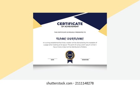 Creative Certificate Of Appreciation award Template, Modern Design, Vector Modern Simple Elegant And Luxurious Design.