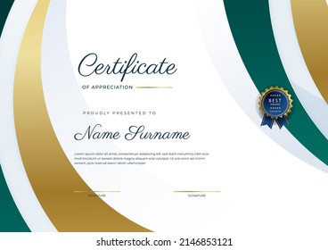 Vorlage für die Auszeichnung "Kreatives Zertifikat" mit goldener Form und Logo