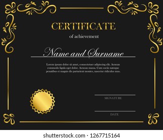 Creative certificate, diploma. Frame for diploma, certificate. Diploma design for graduation or completion.