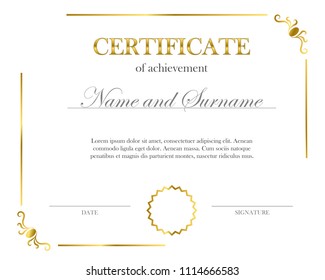 Creative certificate, diploma. Frame for diploma, certificate. Certificate template with elegant border frame, Diploma design for graduation or completion.