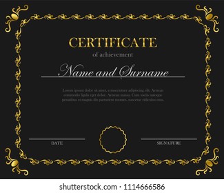 Creative certificate, diploma. Frame for diploma, certificate. Certificate template with elegant border frame, Diploma design for graduation or completion.
