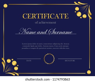 Creative certificate, diploma. Frame for diploma, certificate. Certificate template with elegant border frame, Diploma design for graduation or completion.