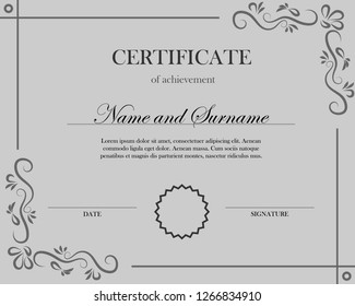 Creative certificate, diploma. Frame for diploma, certificate. Certificate template with elegant border frame, Diploma design for graduation or completion.
