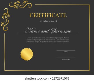 Creative certificate, diploma. Frame for diploma, certificate. Certificate template with elegant border frame, Diploma design for graduation or completion.