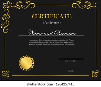 Creative certificate, diploma. Frame for diploma, certificate. Certificate template with elegant border frame, Diploma design.