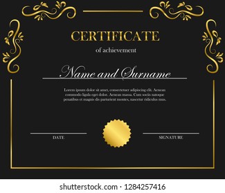 Creative certificate, diploma. Frame for diploma, certificate. Certificate template with elegant border frame, Diploma design.