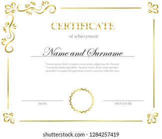Creative certificate, diploma. Frame for diploma, certificate. Certificate template with elegant border frame, Diploma design.
