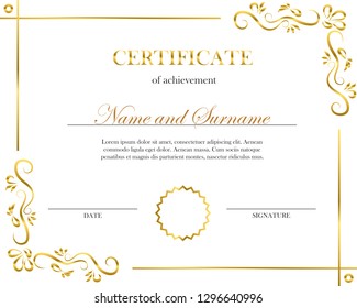 Creative certificate, diploma. Frame for diploma, certificate. Certificate template with elegant border frame.