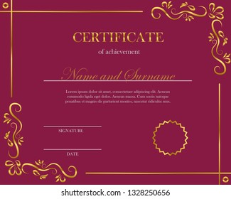 Creative certificate, diploma. Frame for diploma, certificate. Certificate template with elegant border frame.
