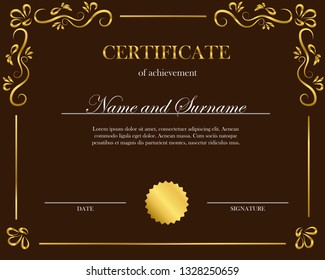 Creative certificate, diploma. Frame for diploma, certificate. Certificate template with elegant border frame.