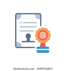 Creative Certificate Stamp Icon for Education