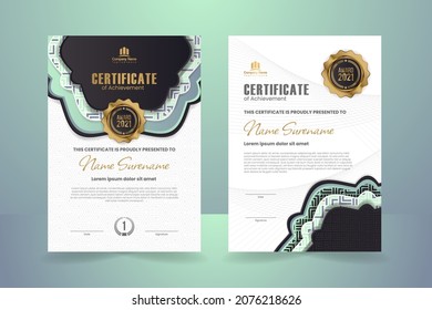 Creative Certificate Template with Black, White and Blue Ornament