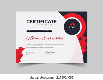 Creative certificate template with clean and modern pattern, Modern Design Certificate. Certificate template awards diploma