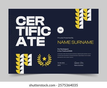 Creative certificate template with clean and modern pattern, award diploma design template