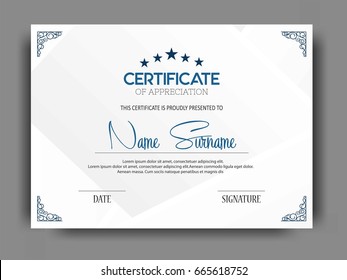 Creative certificate template with clean and modern pattern,Vector illustration 