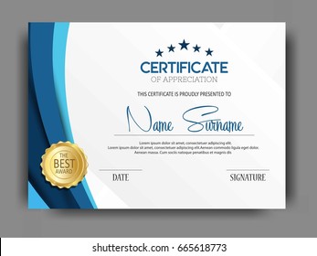 Creative certificate template with clean and modern pattern,Vector illustration 