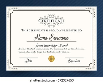 Creative certificate template with clean and modern pattern,Vector illustration 