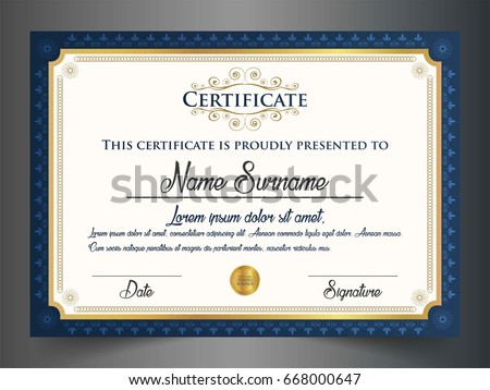 Creative certificate template with clean and modern pattern,Vector illustration 
