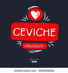 Creative (ceviche) logo, South American seafood dish, vector illustration.