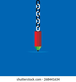 creative chain icon connecting pencil vector illustration