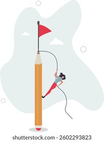 Creative challenge to reach goal and win business, idea, motivation and inspiration to achieve target concept.flat character life .