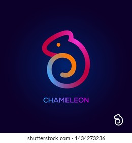 Creative chameleon logo design icon, colorful animal symbol for business branding. Vector illustration professional logo.