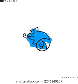 Creative chameleon outline style. Abstract animal 