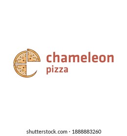 Creative Chameleon Pizza Logo Design Inspiration 