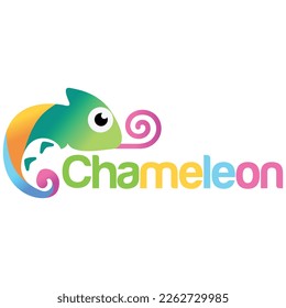 Creative Chameleon Reptilien Logo Design. moderne, einfache minimalistische Retro-Vintage-Cartoon Maskottchen-Zeichen Logo Vektorgrafik Symbol Vorlage für Produkt, Etikett, Zoo