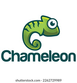 Creative chameleon reptile logo design. modern simple minimalist retro vintage cartoon mascot character logo vector icon illustration template for product, label, zoo