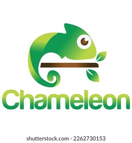 Creative chameleon reptile logo design. modern simple minimalist retro vintage cartoon mascot character logo vector icon illustration template for product, label, zoo