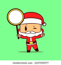 creative character of Santa Claus holding a circle board