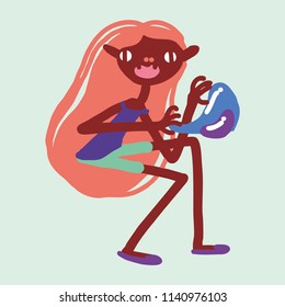 Creative characters. Dude. Magic creatures. Vector illustration