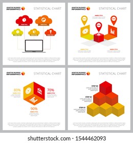 Creative chart set for data storage or analysis concept. Can be used for business project, annual report, web design, presentation slide templates. Flowchart, percentage, step chart