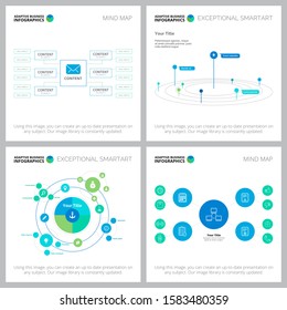 Creative charts set for marketing report, workflow layout, presentation slide template. Company structure, file system concept. Flowchart, mind map, tree, radar diagrams
