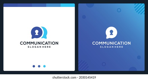Creative Chat icon and key hole logo. premium vector.