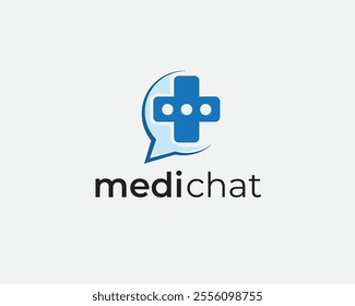 creative chat icon with plus medical in the middle logo design