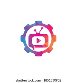 Creative chat TV bulb shape concept logo design. Talk Show Logo Design.