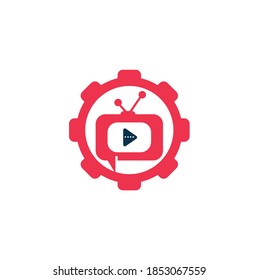 Creative chat TV bulb shape concept logo design. Talk Show Logo Design.