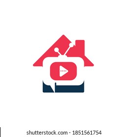 Creative chat TV home shape concept logo design. Talk Show Logo Design.