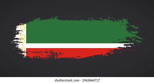 Creative Chechnya country grungy brush flag for independence day