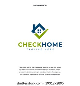 Creative check home icon logo design vector illustration. right home logo design color editable