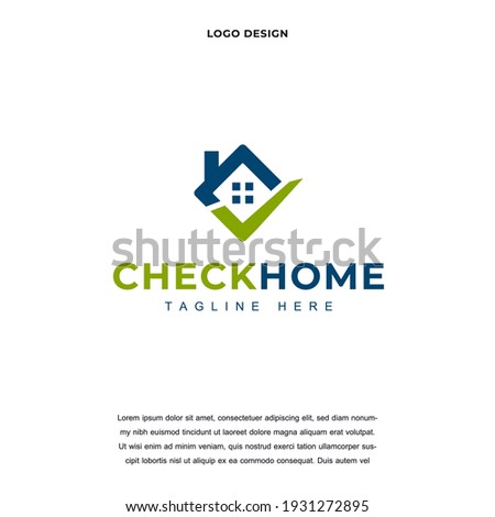 Creative check home icon logo design vector illustration. right home logo design color editable