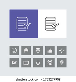 Creative Check List Line Icon with Bonus Icons. 