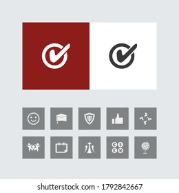 Creative Checked Icon with Bonus Icons.