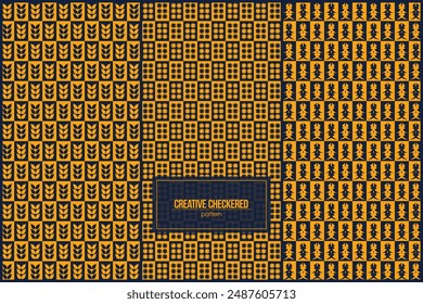 creative checkered pattern with unique ornaments inside