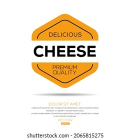 Logo creativo (queso), pegatina de queso, ilustración vectorial.