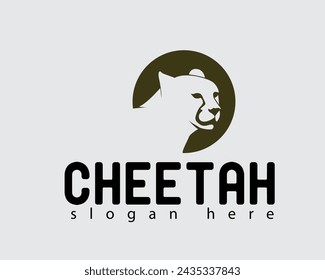 creative cheetah head shadow logo design template